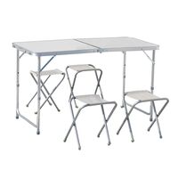 NEW CAMP Apella Folding Table with 4 Benches Set, Πτυσσόμενο Τραπέζι Αλουμινίου για Camping με Καρεκλάκια, NEW-186