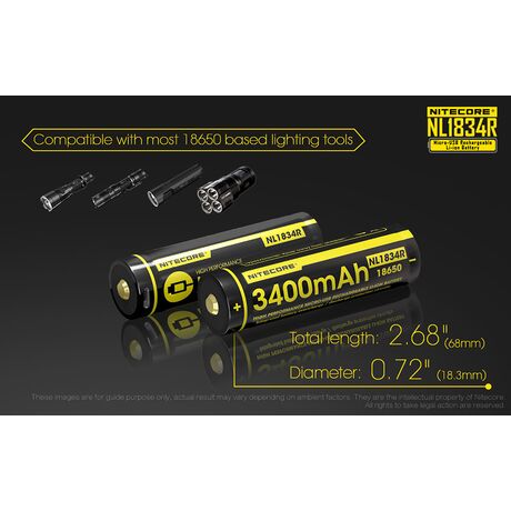 ΜΠΑΤΑΡΙΑ NITECORE 18650 / 3400mAh/Micro USB