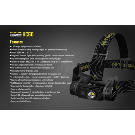 Φακός Κεφαλής Led Nitecore Headlamp HC60