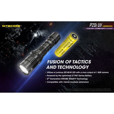 ΦΑΚΟΣ LED NITECORE PRECISE P20I UV, Tactical, Strobe Ready