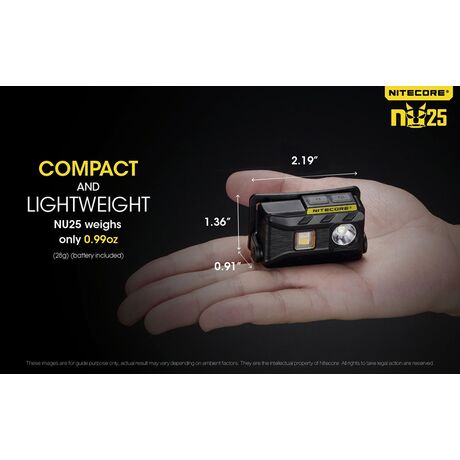 ΦΑΚΟΣ LED NITECORE HEADLAMP NU25, Yellow