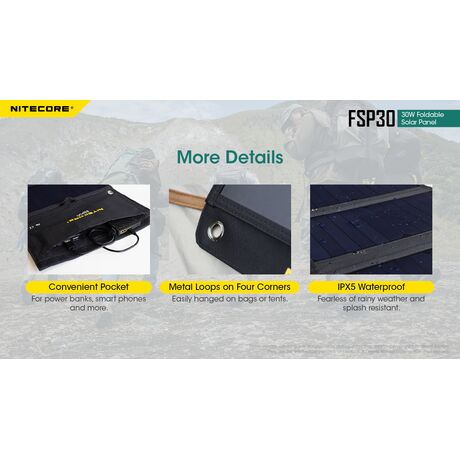 ΗΛΙΑΚΟ PANEL NITECORE FSP30, Φορητό, 30W