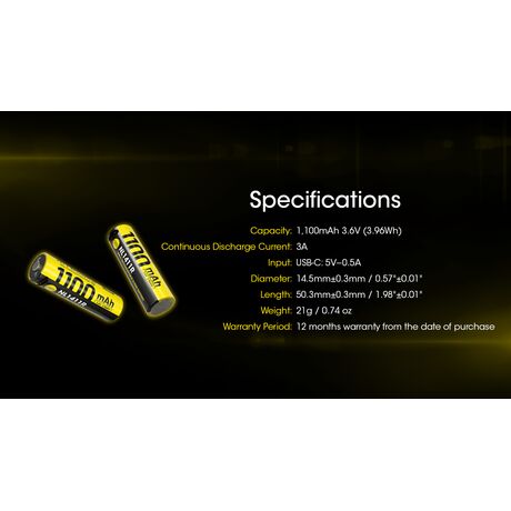 ΜΠΑΤΑΡΙΑ NITECORE NL1411R , 1100mAh