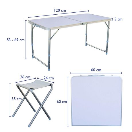 NEW CAMP Apella Folding Table with 4 Benches Set, Πτυσσόμενο Τραπέζι Αλουμινίου για Camping με Καρεκλάκια, NEW-186