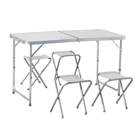 NEW CAMP Apella Folding Table with 4 Benches Set, Πτυσσόμενο Τραπέζι Αλουμινίου για Camping με Καρεκλάκια, NEW-186