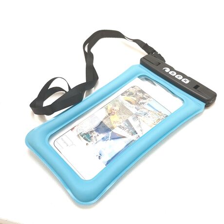 Αδιάβροχη θήκη κινητού με λουράκι που επιπλέει SCK γαλάζια έως 8"