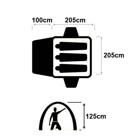 OZTRAIL Genesis II 3V Dome Tent, Σκηνή Κάμπινγκ 3 ατόμων, 305 x 205 x 125(ύψος) cm, 10001309