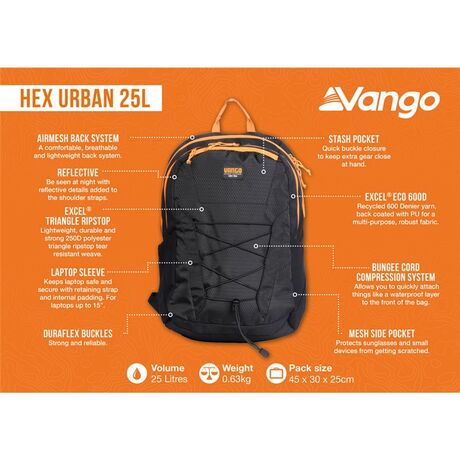 VANGO Hex Urban 25lt, Σακίδιο Πλάτης, RUUHEX000000007 /Black