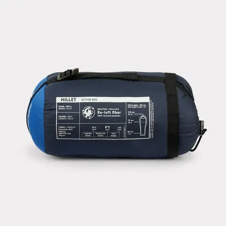 MILLET Active 600D Sleeping Bag, Καλοκαιρινός Υπνόσακος με Φερμουάρ Δεξιά (D), MIC1168-N8599D /Azur Blue