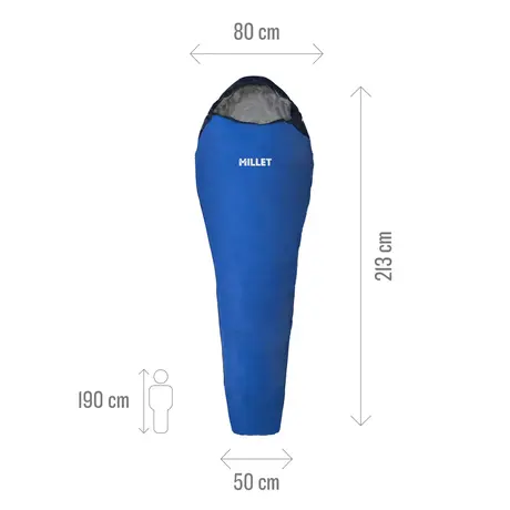 MILLET Active 600D Sleeping Bag, Καλοκαιρινός Υπνόσακος με Φερμουάρ Δεξιά (D), MIC1168-N8599D /Azur Blue